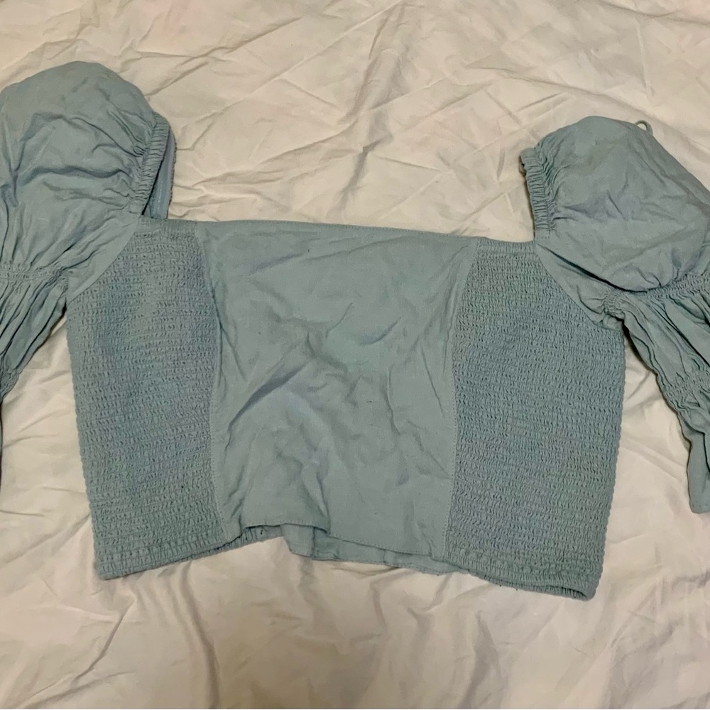 Urban Outfitters Light Blue Puff Sleeve Blouse